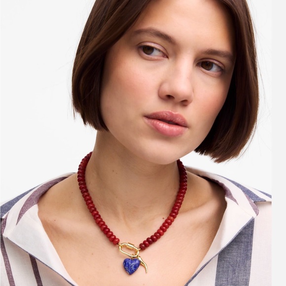 NEW Madewell Semiprecious Beaded Carabiner Charm Necklace - Picture 2 of 5